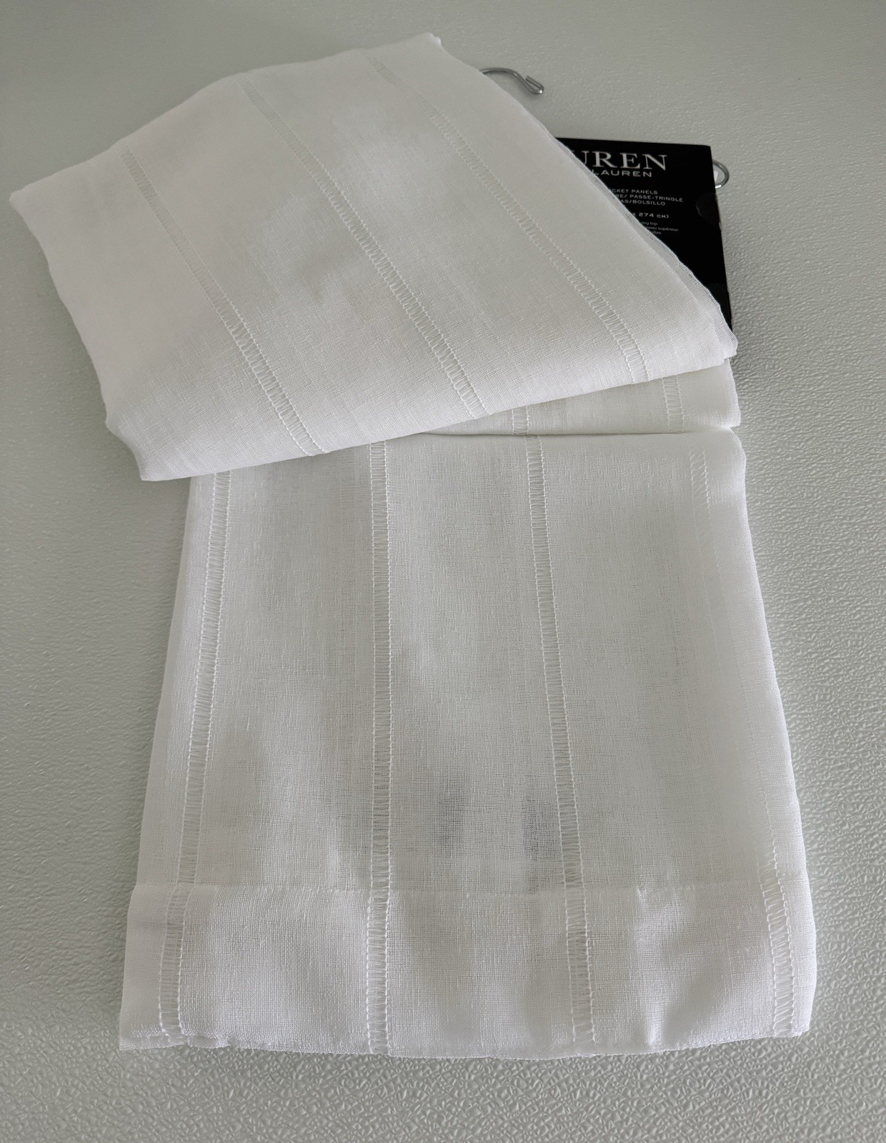 New Ralph Lauren Window Curtains 2 Panels Snow White 54 x 108 Hamilton Back Tab