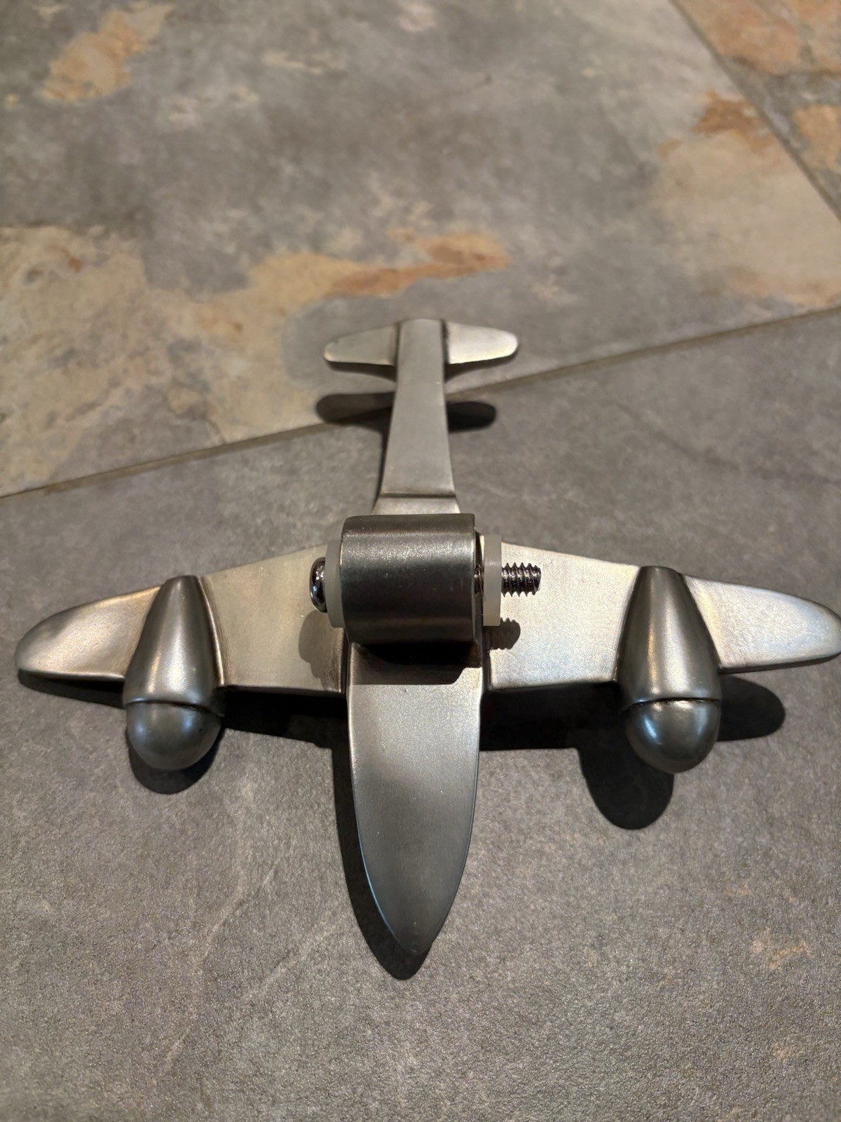 Pottery Barn Kids Nickel Polished Aluminum Retro Airplane Finials 1 set of 2