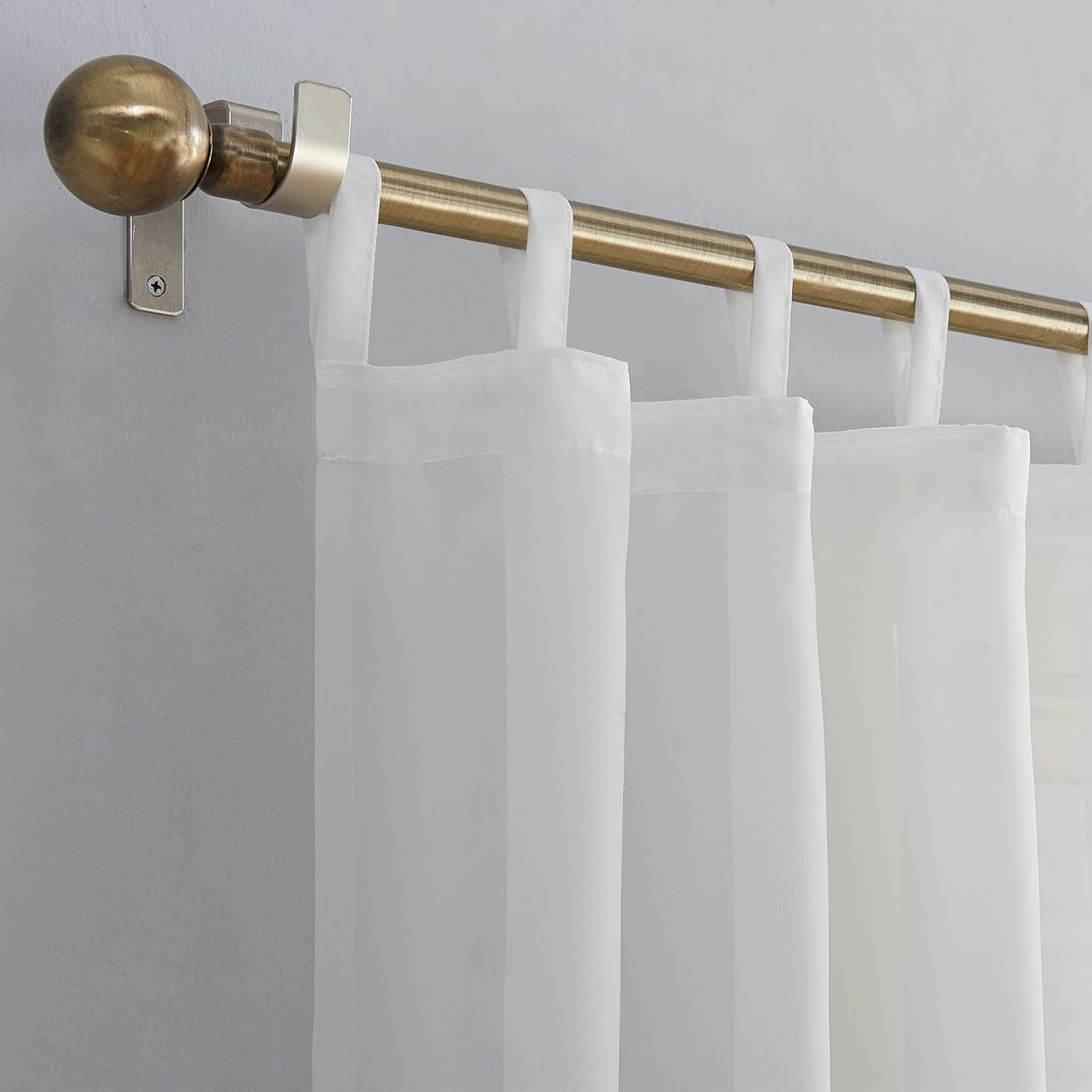 Emily Sheer Voile Tab Top Curtain Panel, 59″ X 95″, White