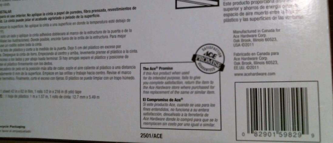 Ace 59829 Window Insulation Film Kit Crystal Clear 18 Sq. Ft. FREE SHIPPING
