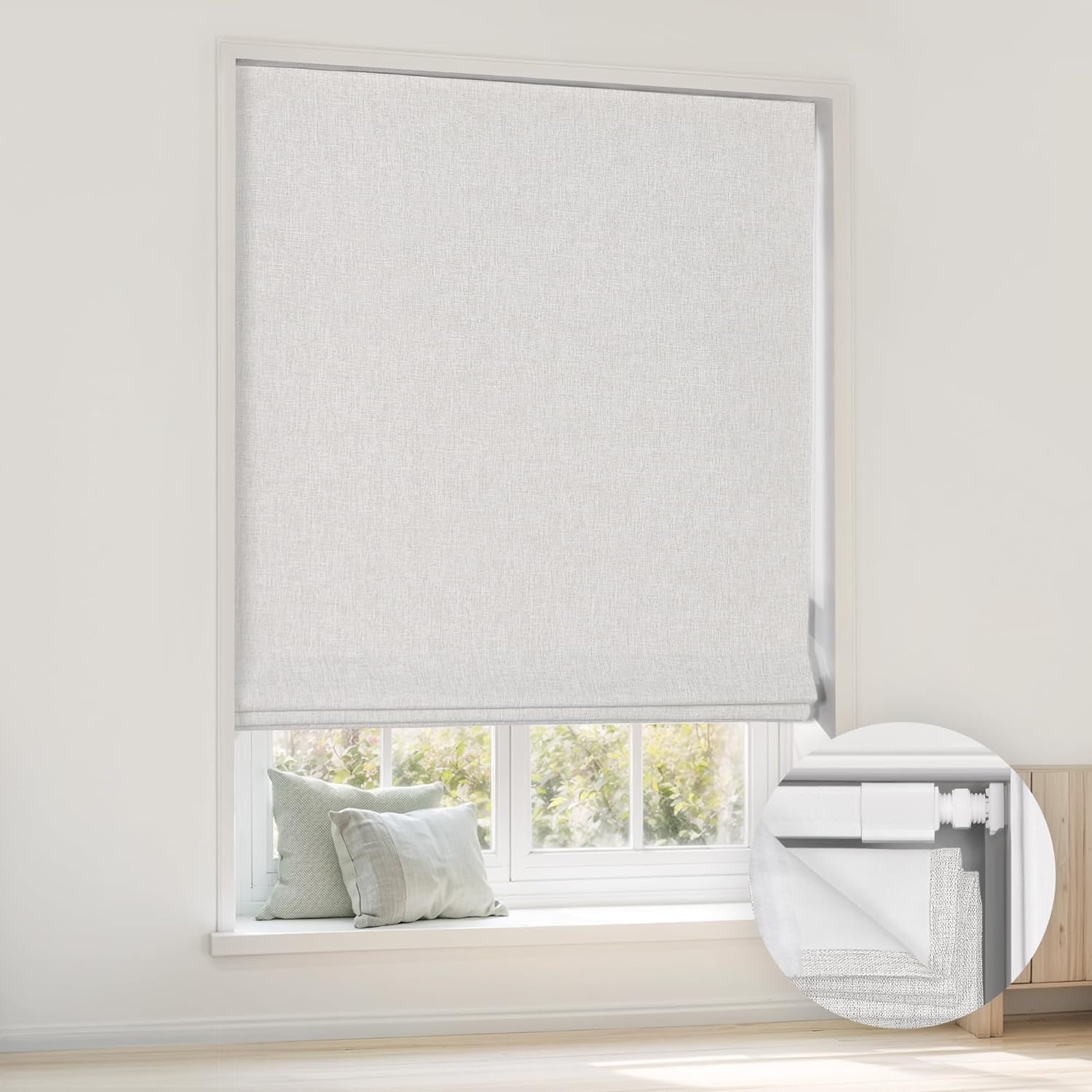 35 W x 64 H Off White – LazBlinds Cordless Roman Shades for Windows Blackout