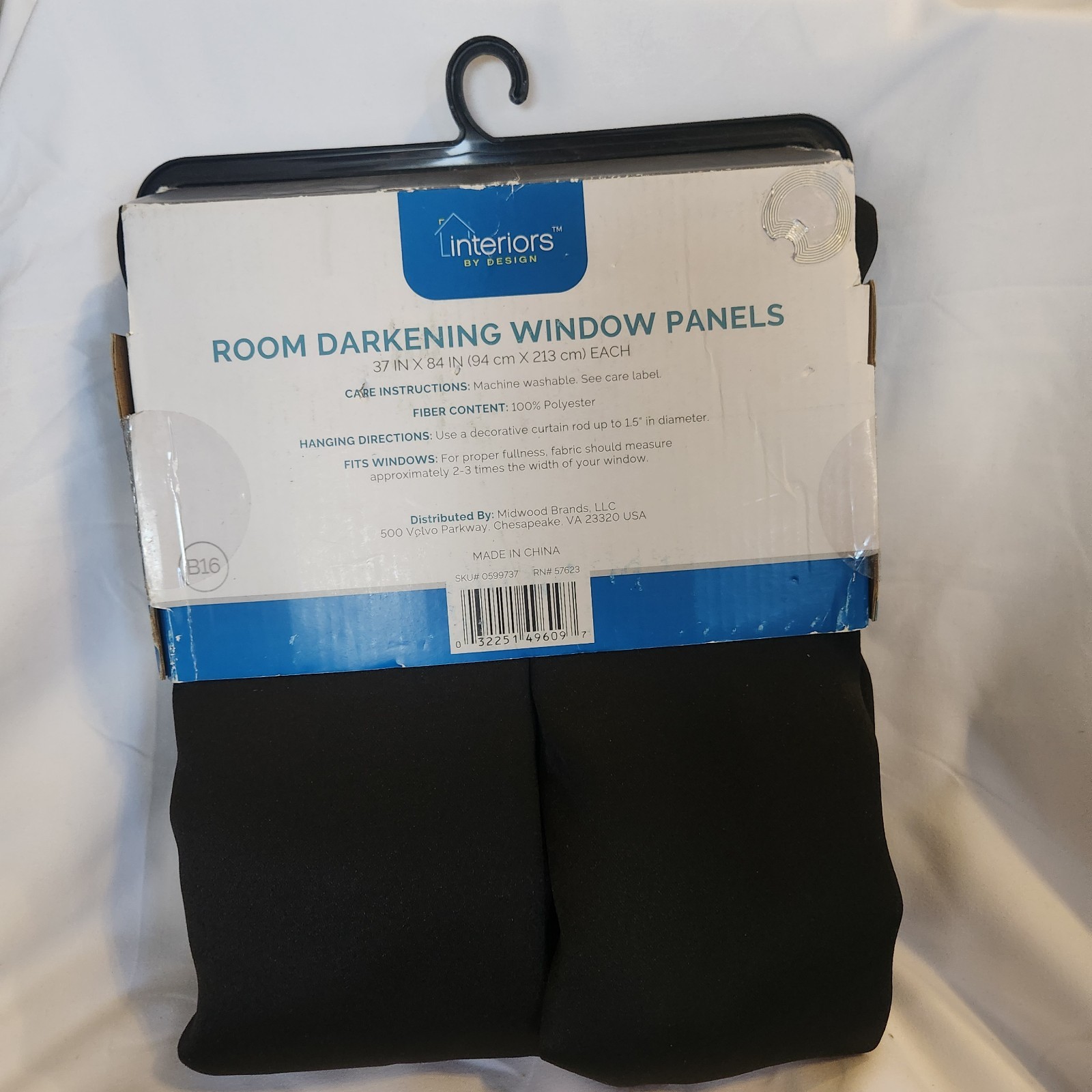Interiors By Design 84″ Darkening Window Panels Grommet Blackout Curtains Black