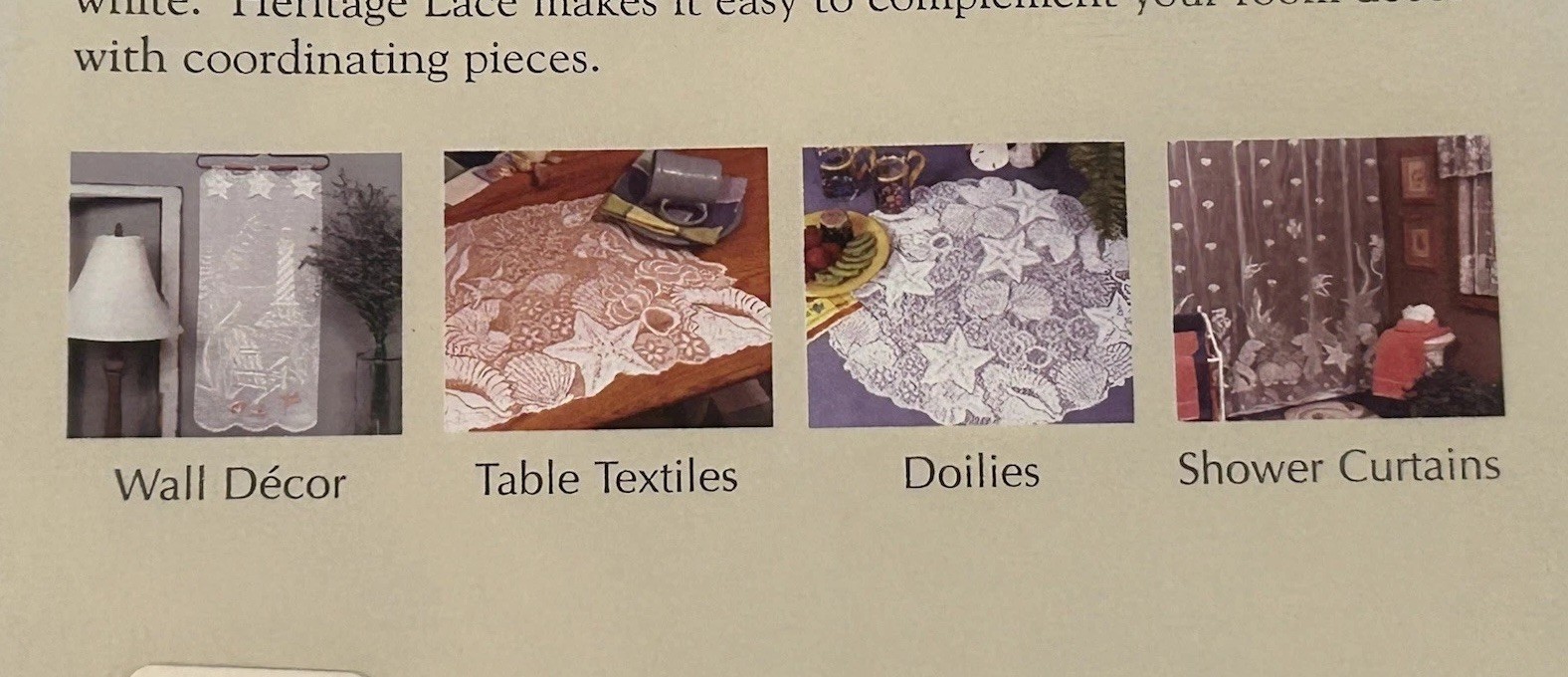 Heritage Lace Curtains Set: Seascape : 60×24 Tier, 60×14 Valance ..Ecru.. New