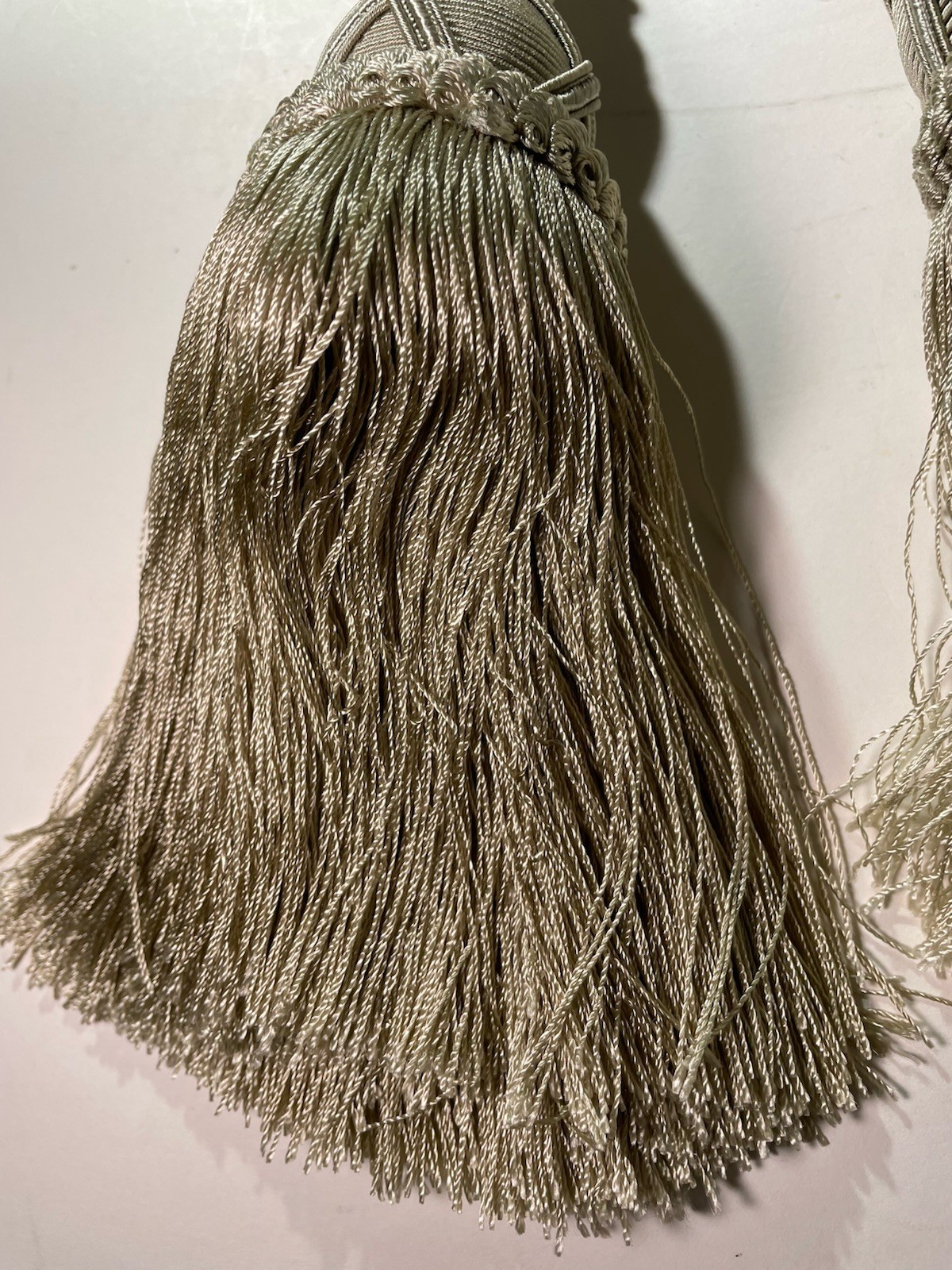 1 Pc. Large Beige Off-white Double Tassel Curtain Drape Tie-back Corded Rope 27″