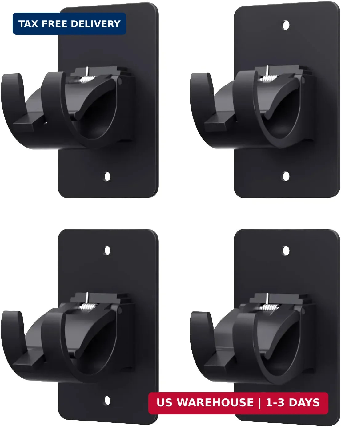 4 Pieces Self Adhesive Curtain Rod Bracket, Universal Plastic Curtain Rod Holder