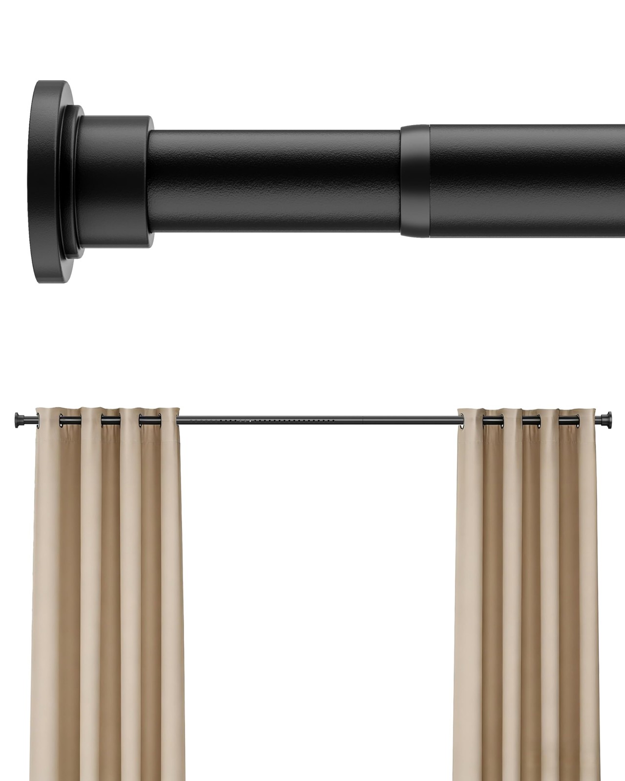 Heavy Duty Tension Curtain Rod by EZFurni, 42 to 123 Inches, Anti-Slip Spring…