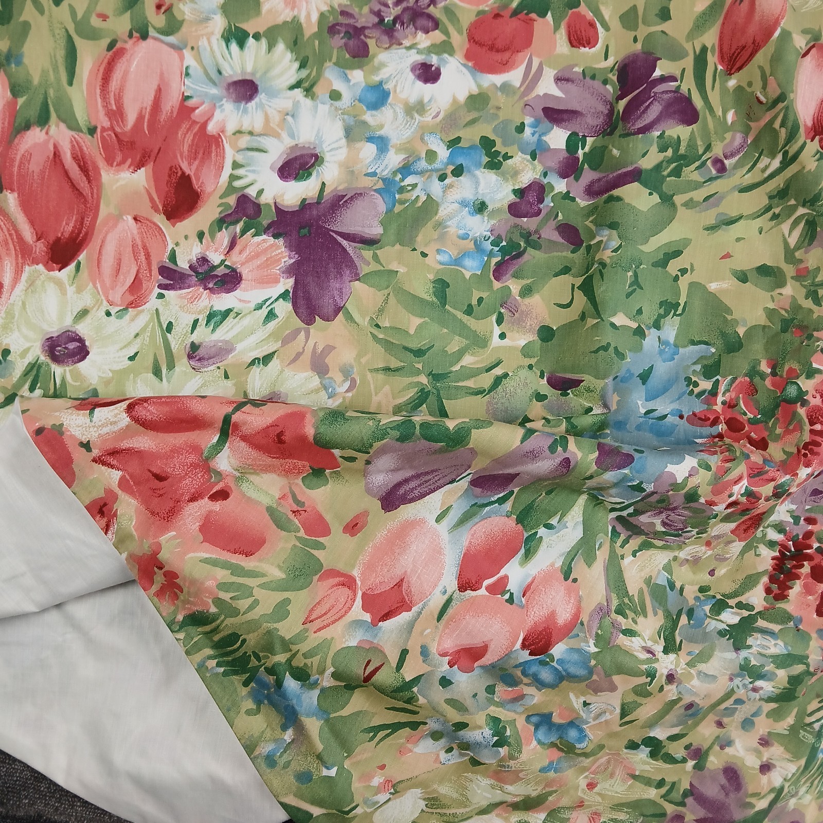Croscill Window Scarf Valance Cottage Fabric Floral Blue Purple Pink Pair 142×42