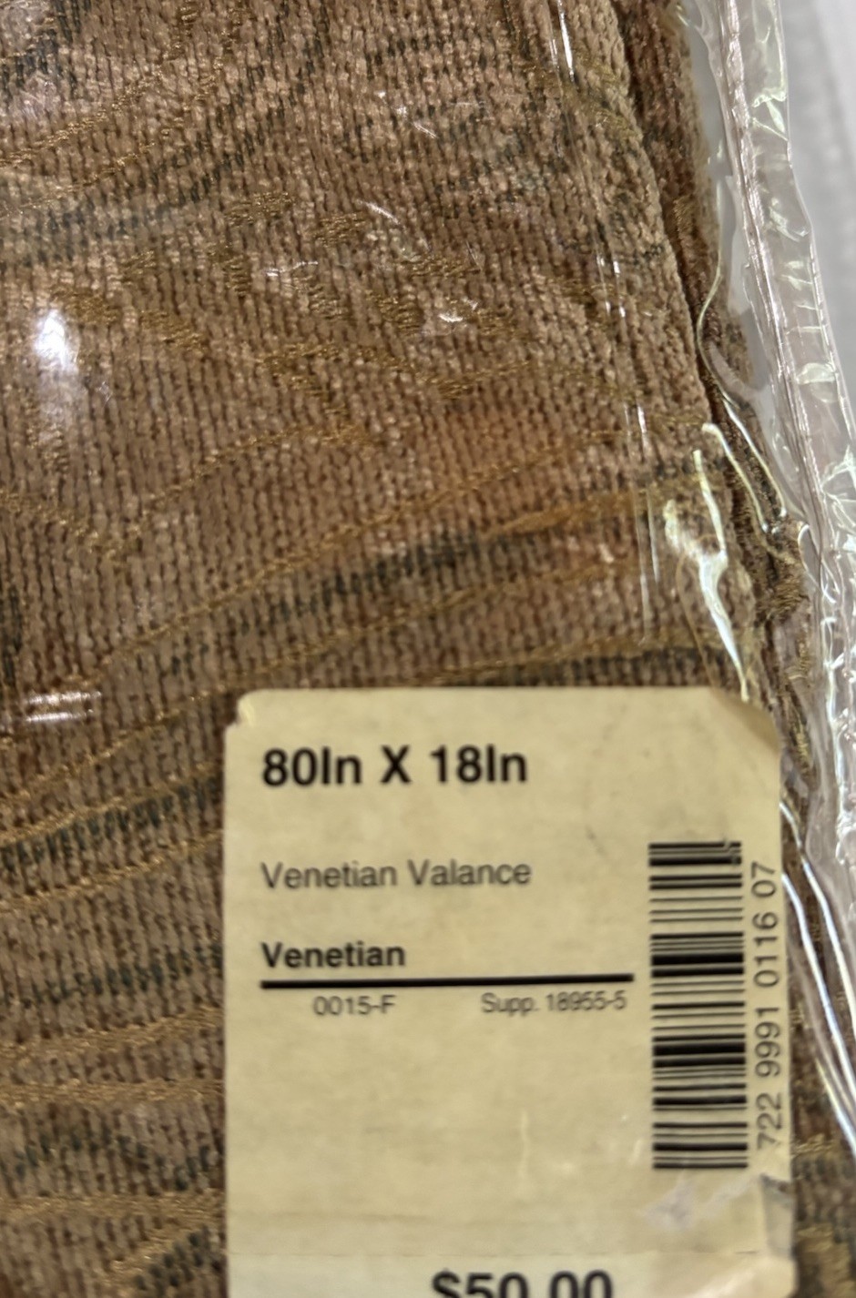 JC PENNEY HOME Scallop Valance Venetian 80”X 18” Brown Gray Neutral Paisley NWT