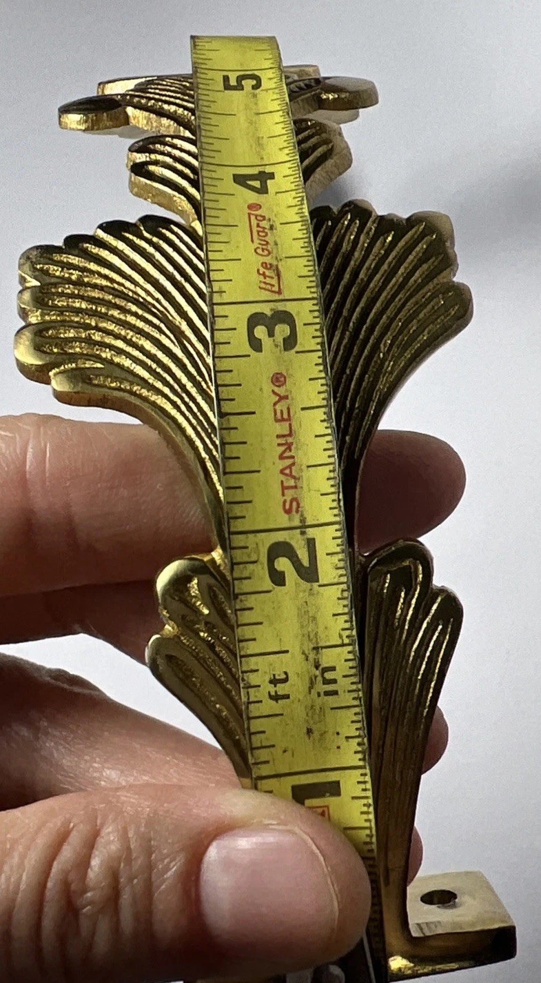 Brass Leaf Curtain Tiebacks 9” Length Single Item Only (Multiple Available) NOS