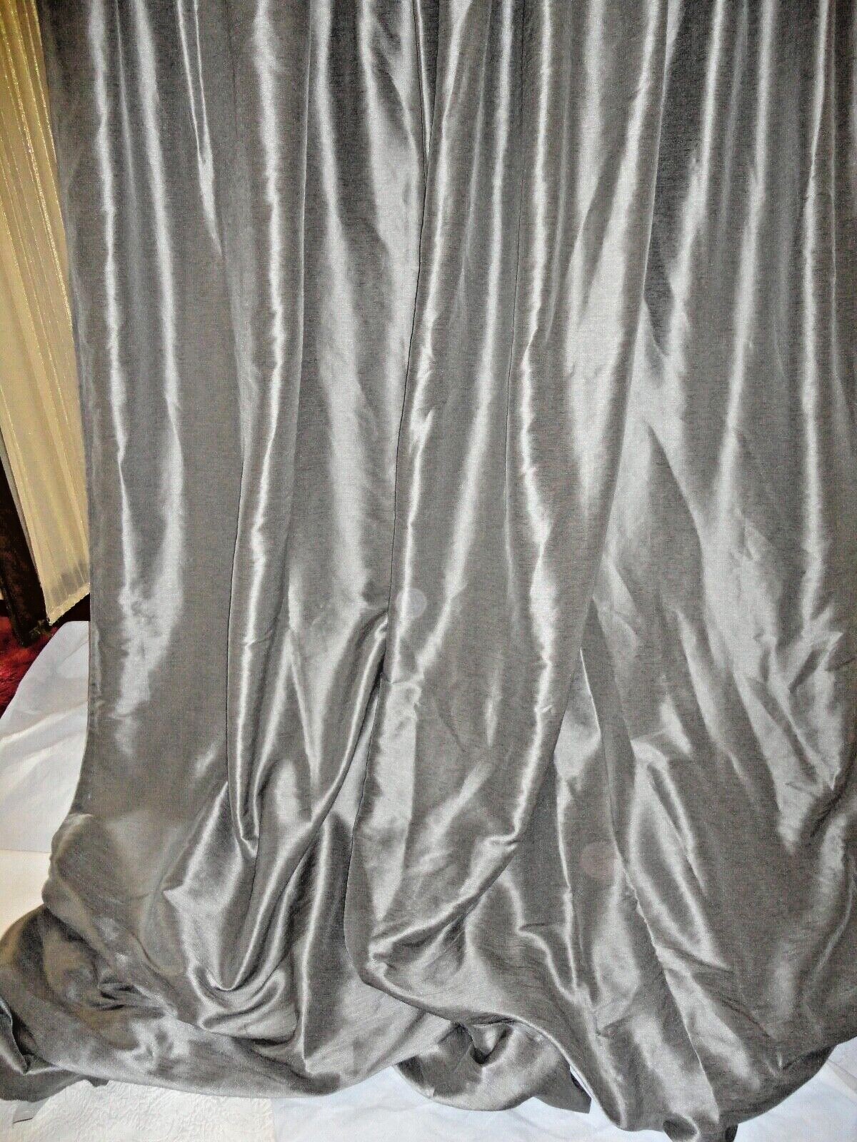 PERI GRAY SPELLBOUND TEXTURED (2) PINCH PLEATED PANELS WINDOW CURTAINS 32 X 106