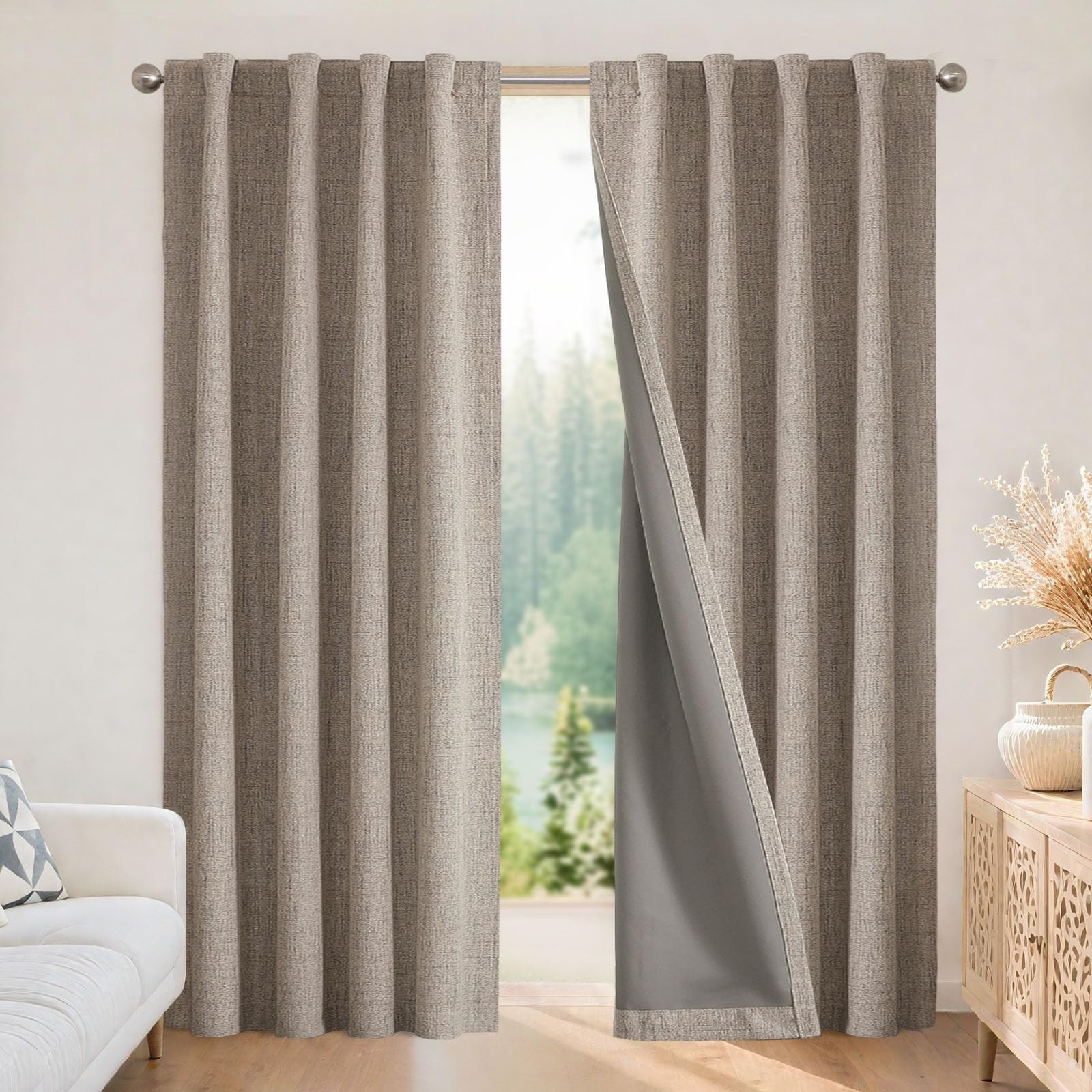 100% Blackout Curtains for Bedroom – 84″ Long Light Blocking Drapes, Thermal Ins