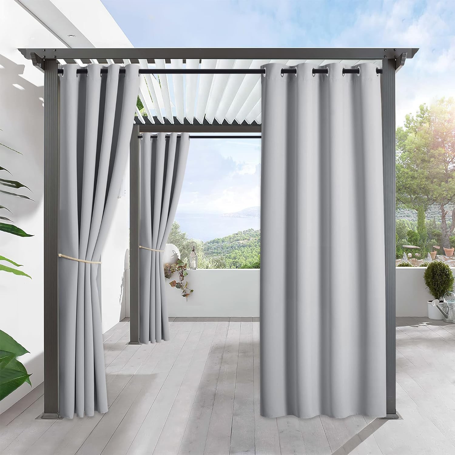 Elegant Light Grey Waterproof Blackout Panel – Ideal for Patio & Gazebo Use