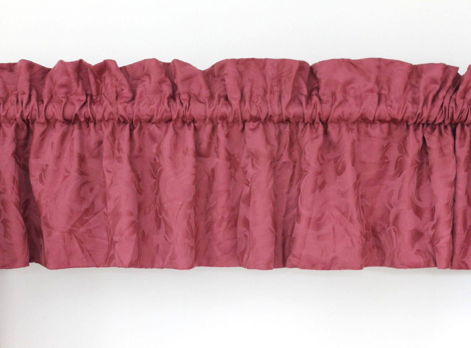Vintage Pink Damask Floral Scroll Jacquard Blouson Valance 80×17″ Double-Sided