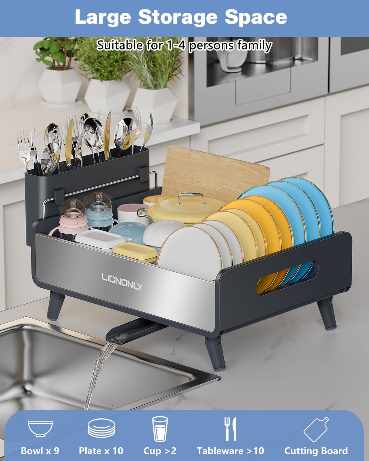 Dish Drying Rack, Thicker Premium Aluminum Frame and 304 Stainless Steel Plat…