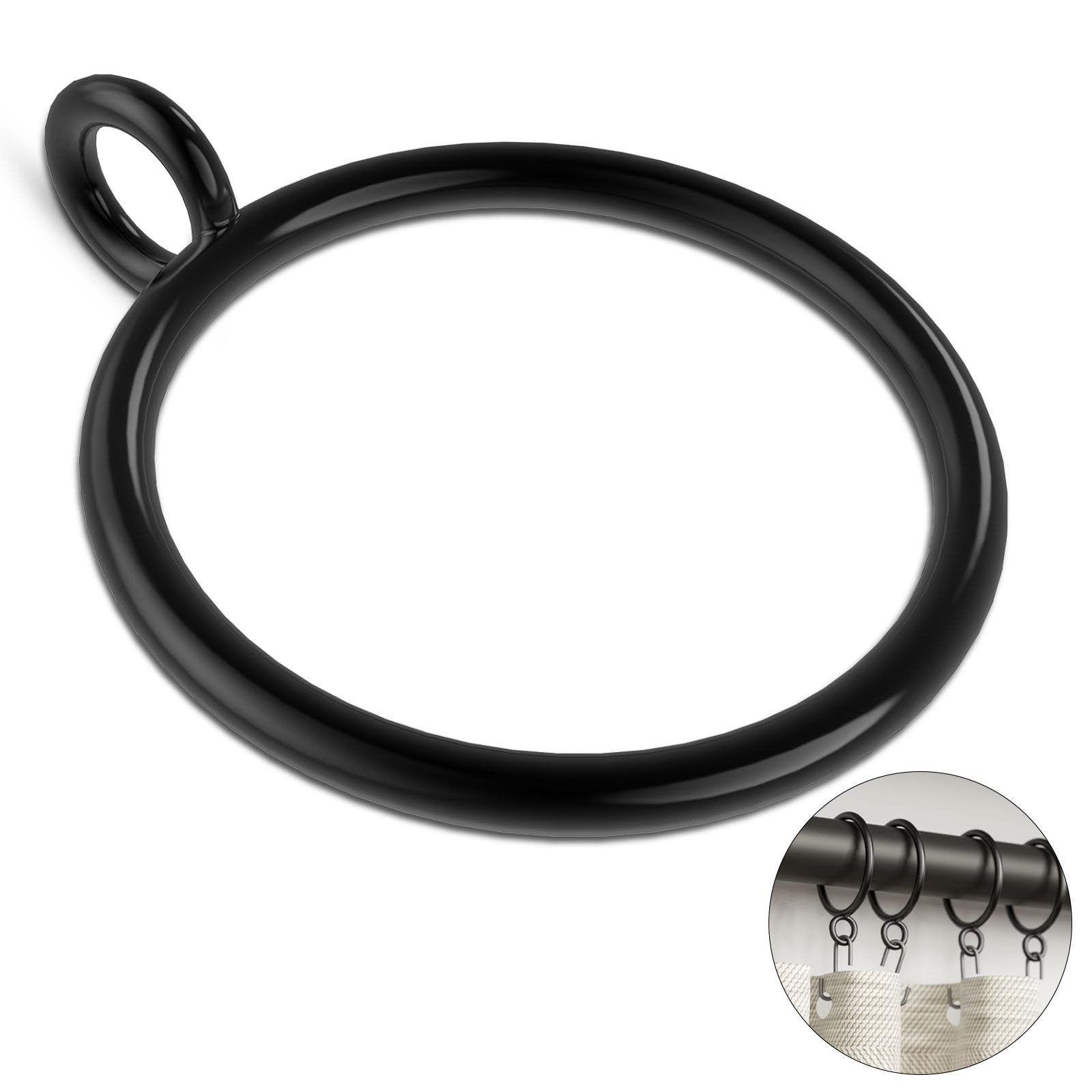 50 Pack Metal Curtain Rings with Eyelets, 1.5 inch Inner Diameter Drapery Rin…