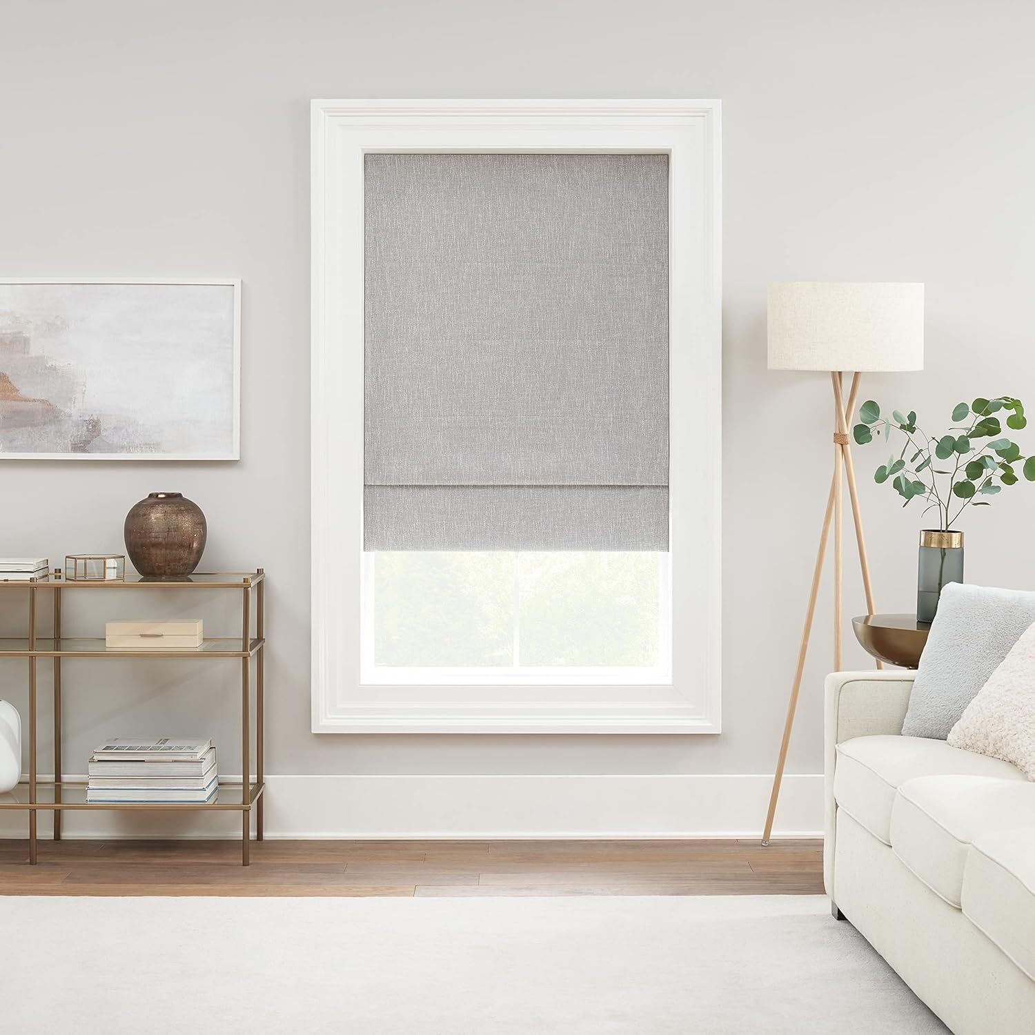 Noise Reducing Blackout Window Roman Shade, 27-inch x 64-inch, Snow Color