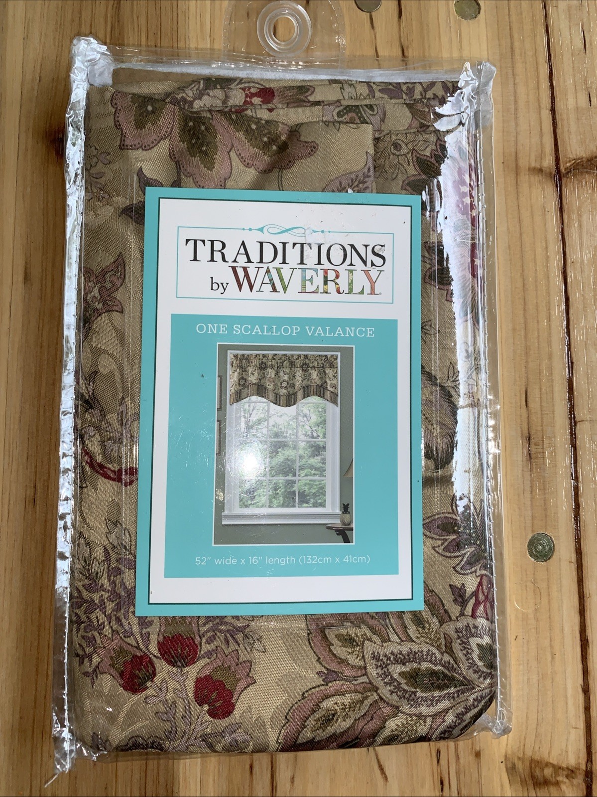 Traditions by Waverly Navarra Antique Scallop Valance Rod Pocket 52″W X 16″L New