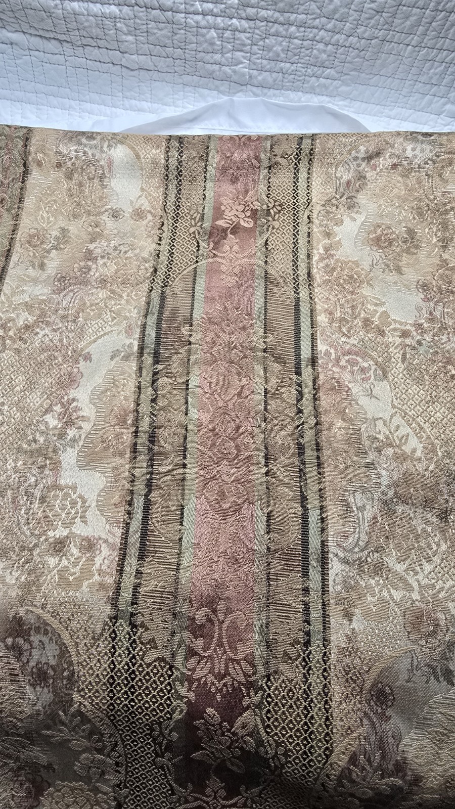 Vtg Croscill 4 Curtain Panels 86×53” Jacquard Damask Floral Beige Golden Pink