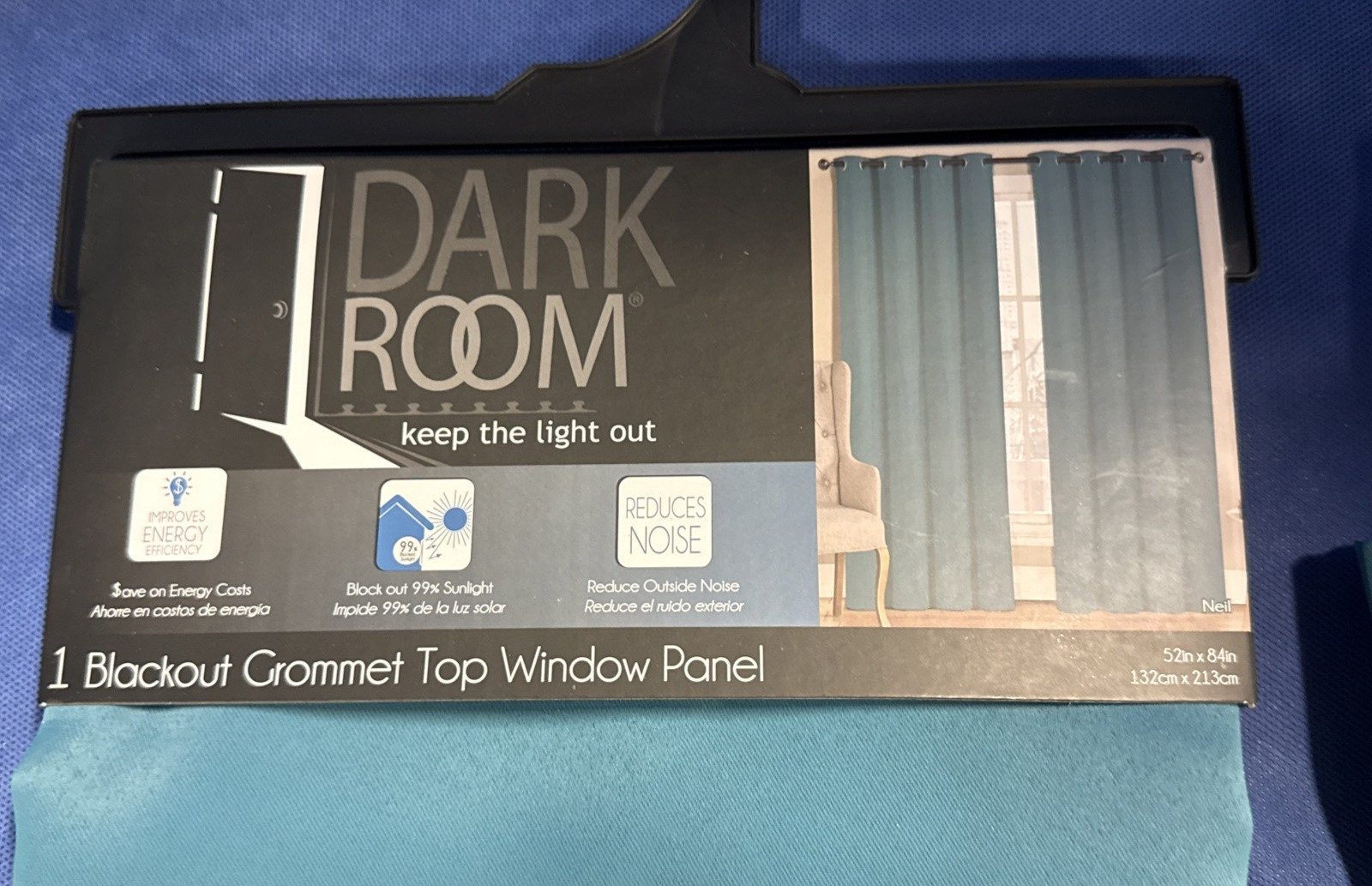 (2) Dark Room Blackout Grommet Top Window Panel Curtains 52″ x 84″, Teal Color
