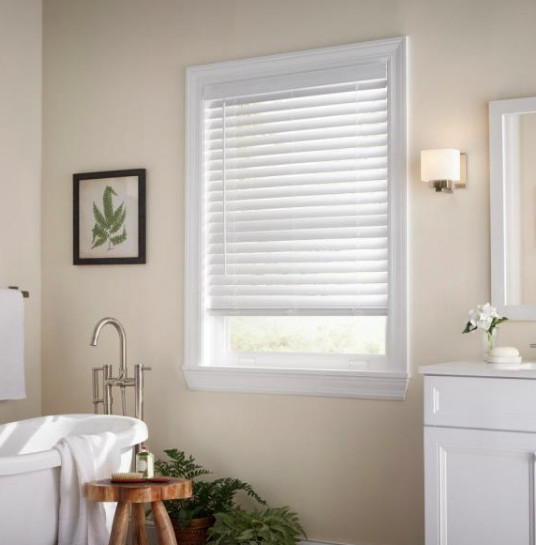 White Cordless Room Darkening 2 in. Faux Wood Blind – 32 in. W x 54 in
