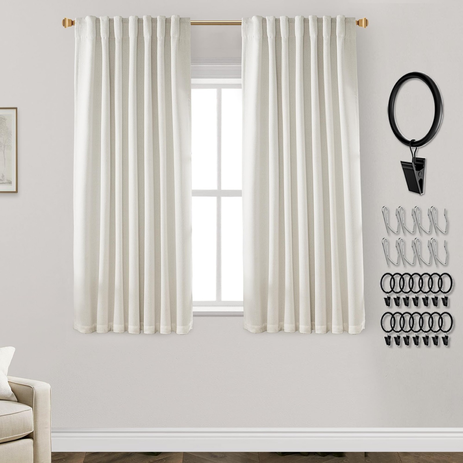 Panelsburg 54 Inch Long Curtainsblack Out Linen Back Tab Pleated Room Darkening