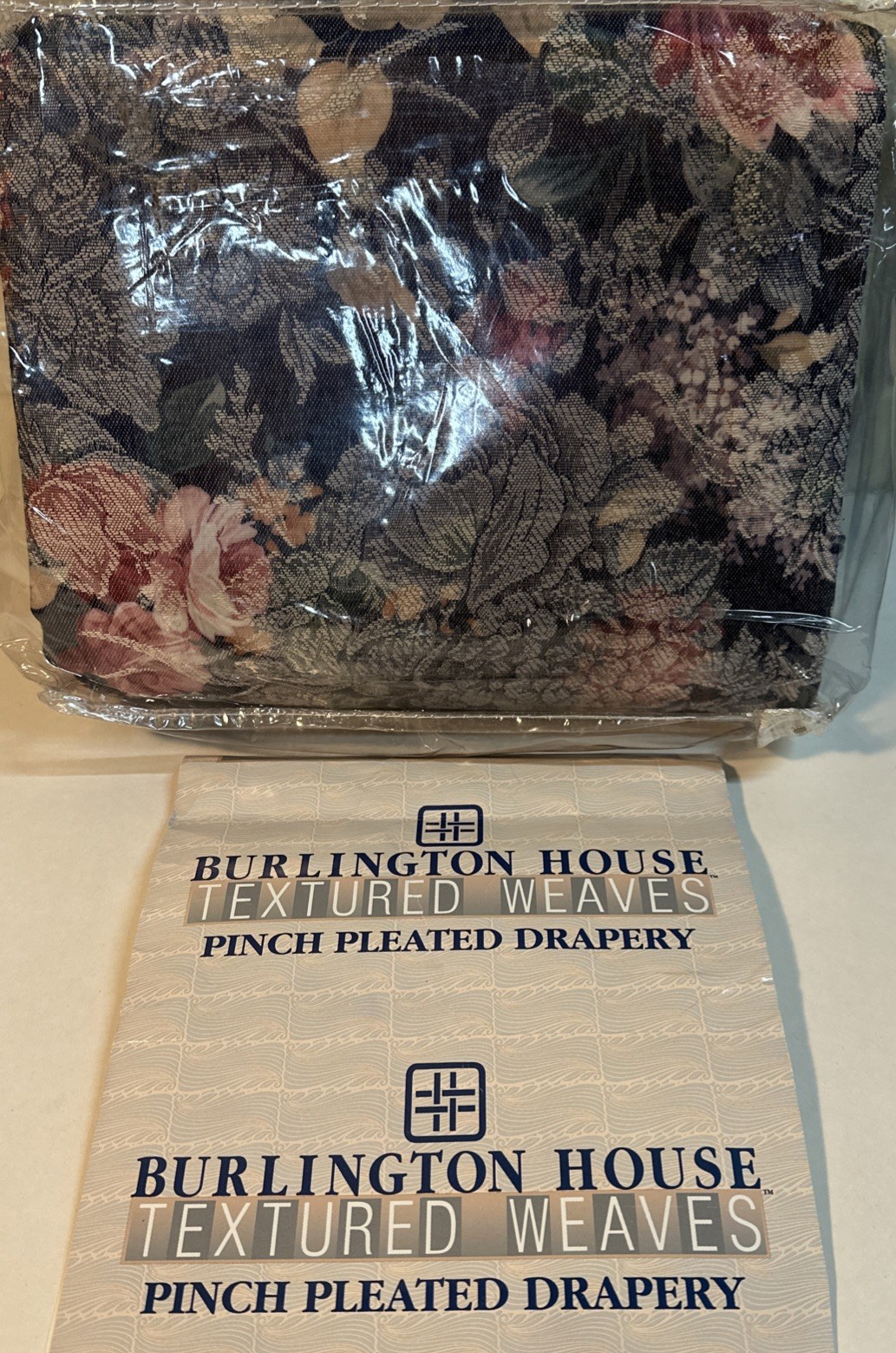 New Vtg BURLINGTON Pinch Pleat 2 Panels Floral Curtain Sienna #91 75” X 84” Ea