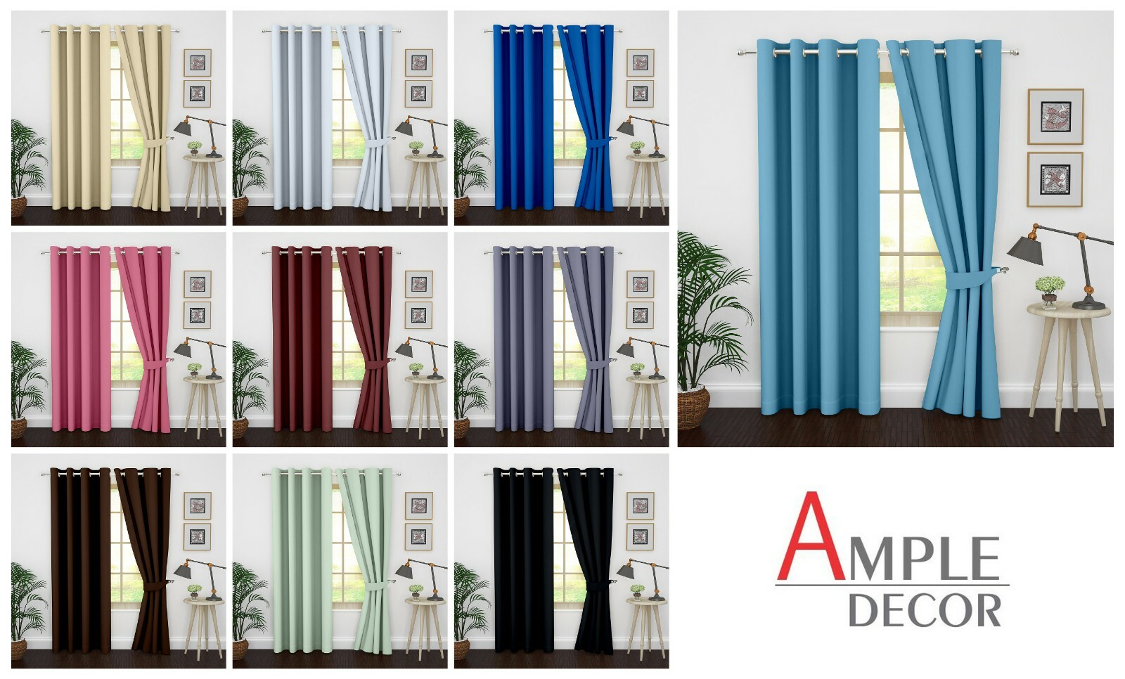 Ample Decor 2 Panel Blackout Curtain (46″ X 63″/84″/95″) Polyester Sun Blocking