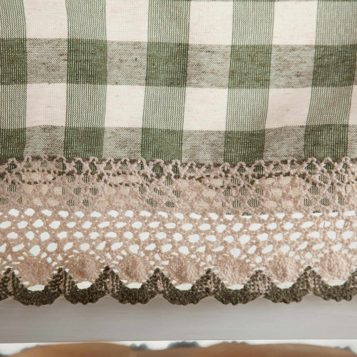 Buffalo Check Tier Pair Window Curtain Set – 58 Inch Width, 36 Inch Length – Bur