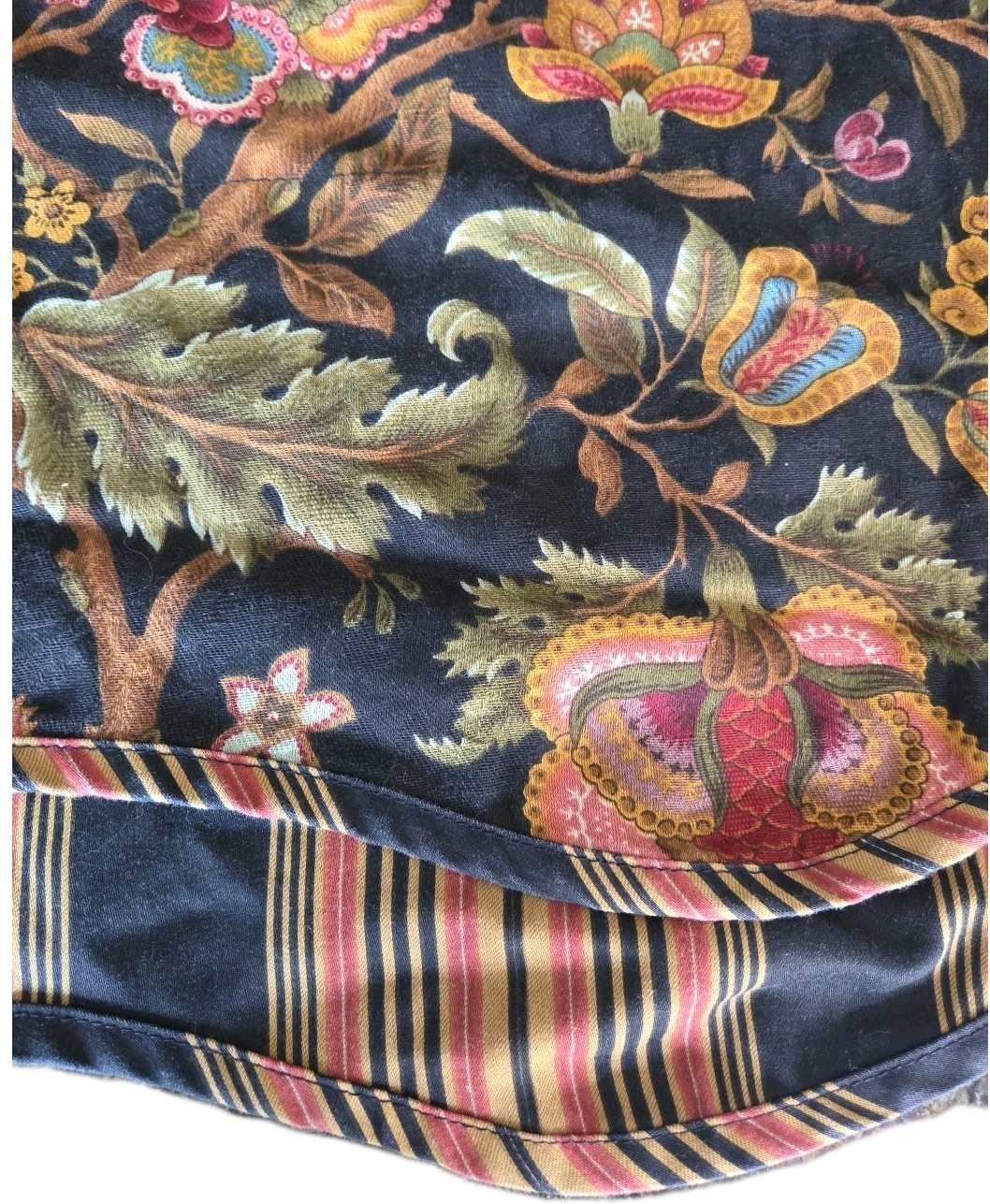 2 WAVERLY VALANCE 75X17 FAIRFIELD DRESS IMPERIAL Jacobean FLORAL Vine Stripe