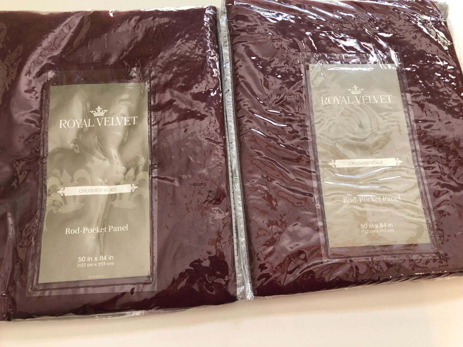 2 Royal Velvet Crushed Voile Rod Pocket Panel 50″ x 84″ Palmetto Red NIP