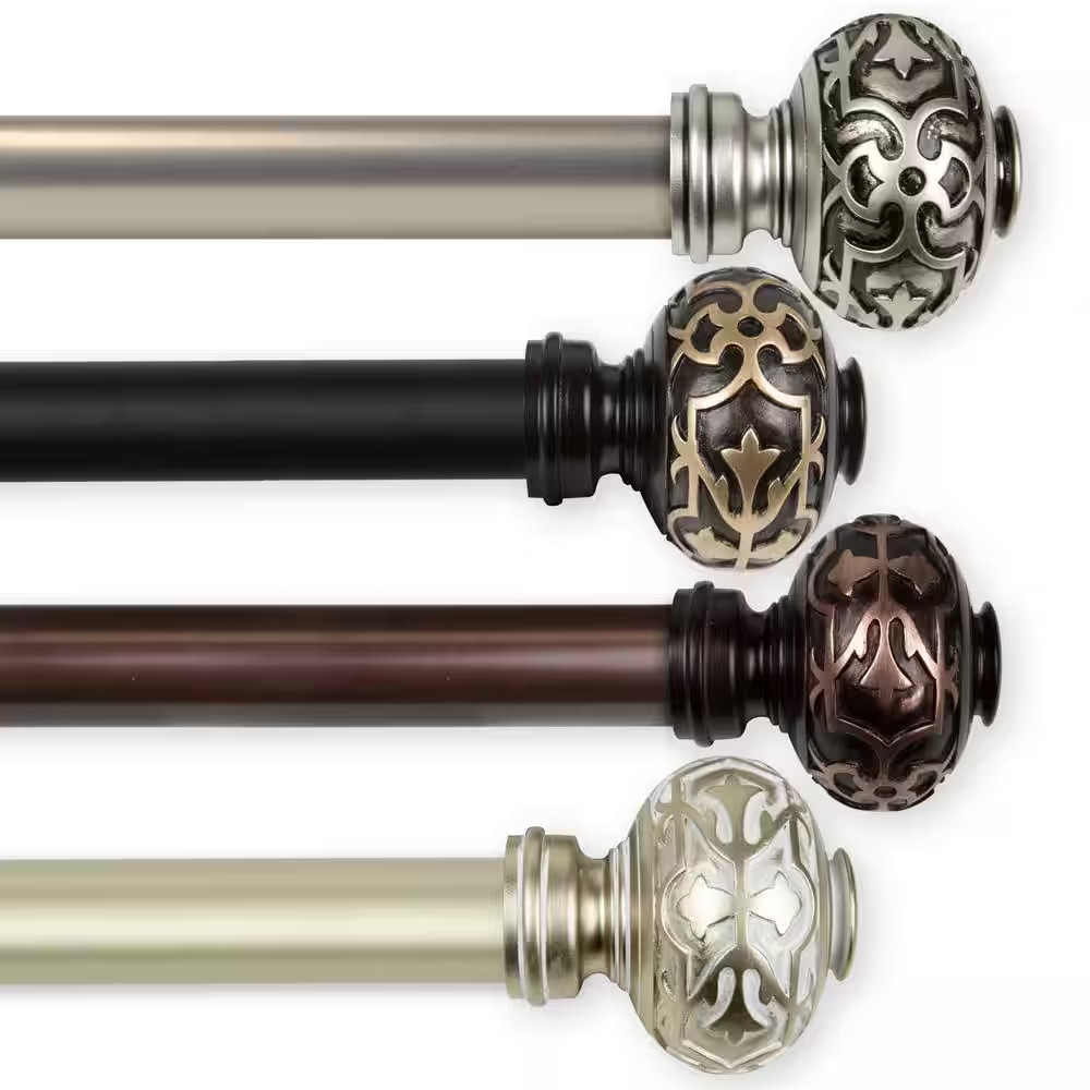 Maple 1″ Single Curtain Rod 120-170 Inch – Satin Nickel