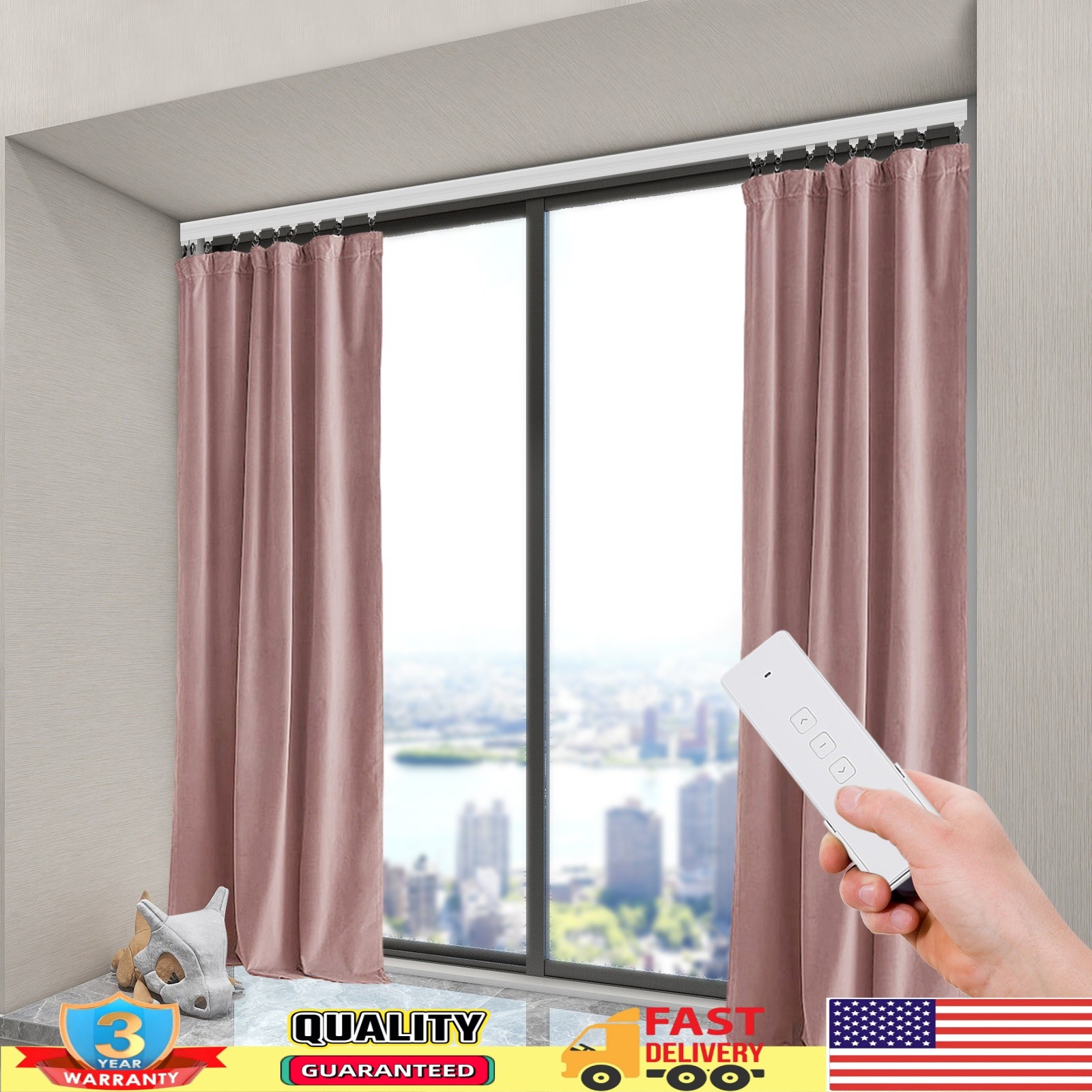 Motorized Curtain Track Electric Curtain Track DIY White With Remote Control NEW