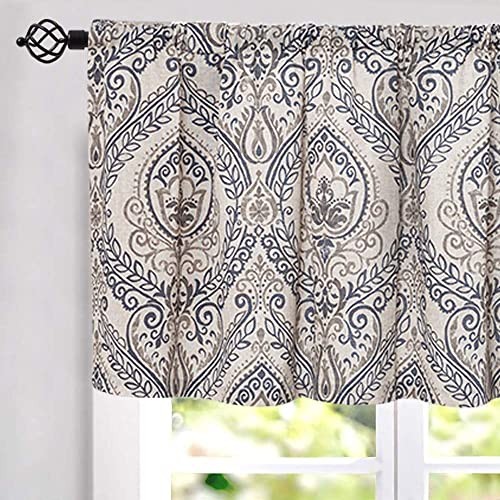 Floral Valance Curtain for Kitchen Windows 16 Inch 52″W x 16″L (Pack of 1)