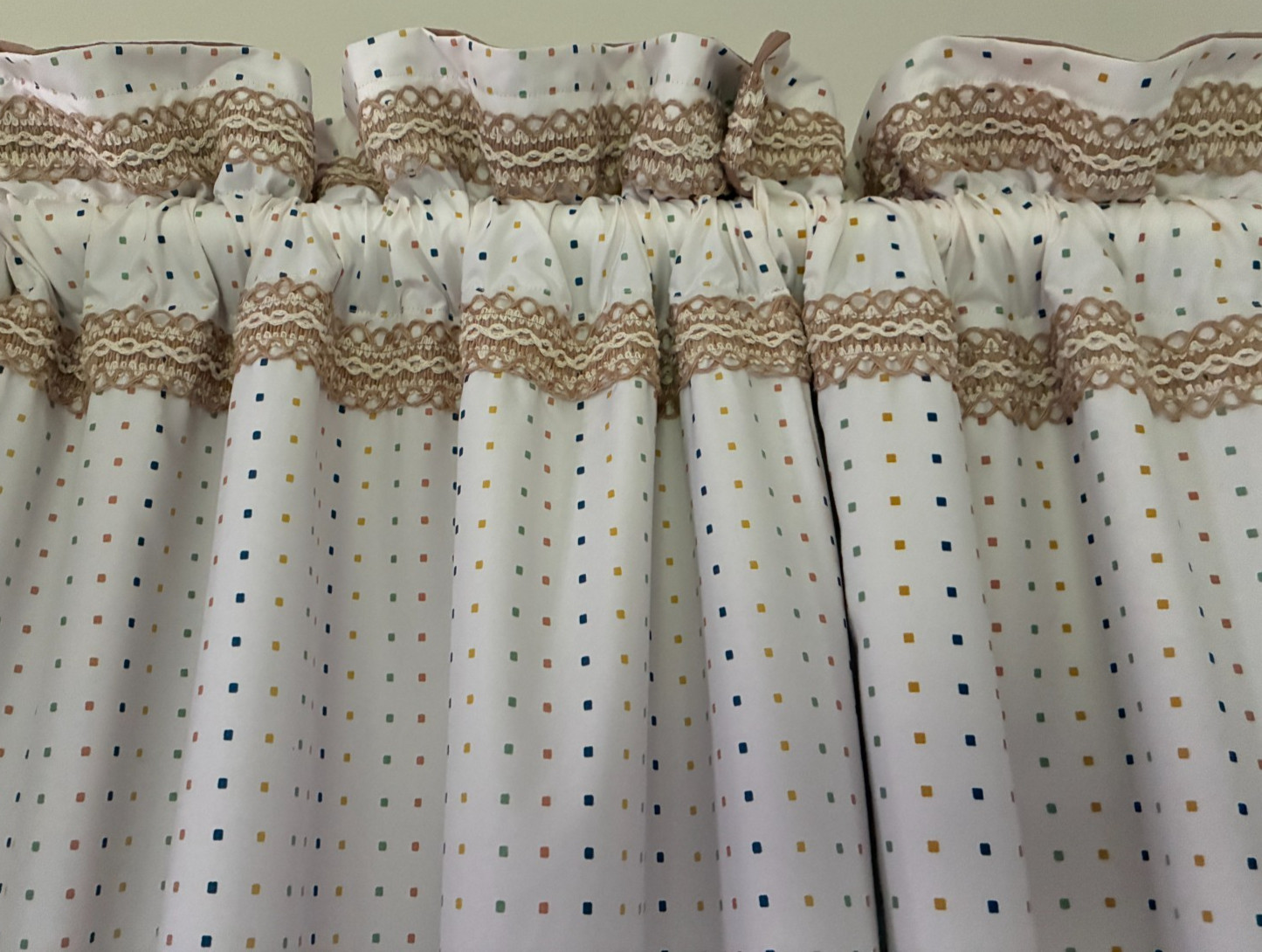 2 handmade curtain panels reversible (2 in 1) taupe/ beige 26. 5W x 84 L