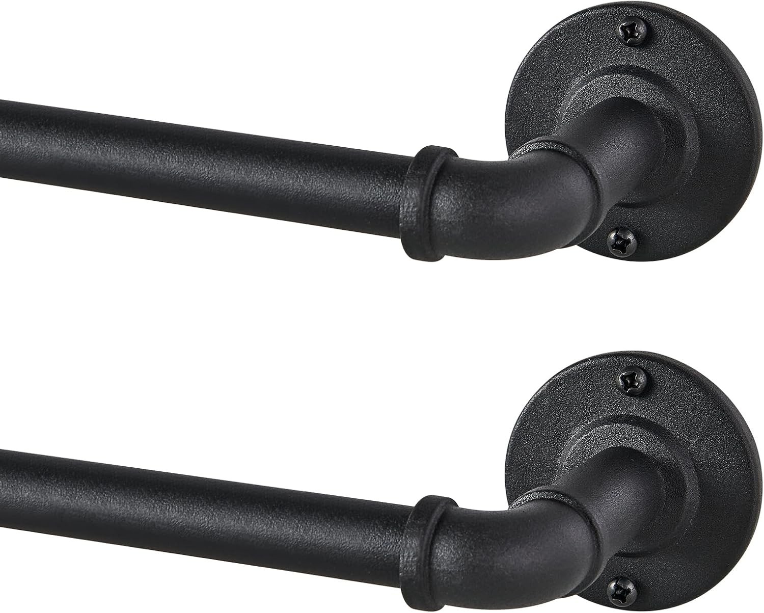 2 Pack Industrial Curtain Rods 33 to 45 Inches 5/8 Inch Diameter Black For