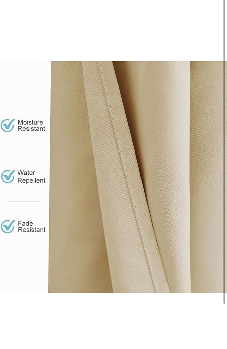 RYB HOME Outdoor Curtains for Patio – Waterproof Blackout Solar Curtains 84Wx95L