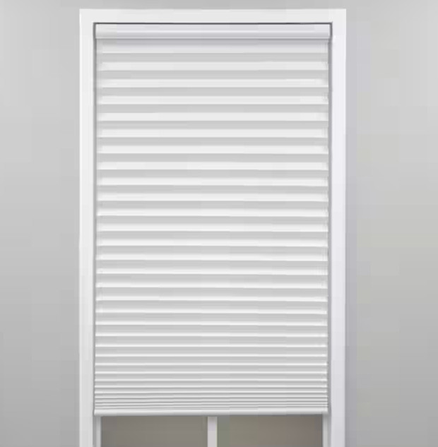 StyleWell White Cordless Light Filtering Polyester Pleated Shades 58″ W x 64″ L