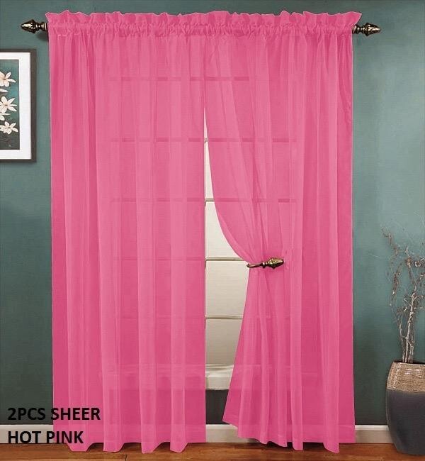 Solid Sheer Curtain Set (2 Panels) in 17 Different Colors!