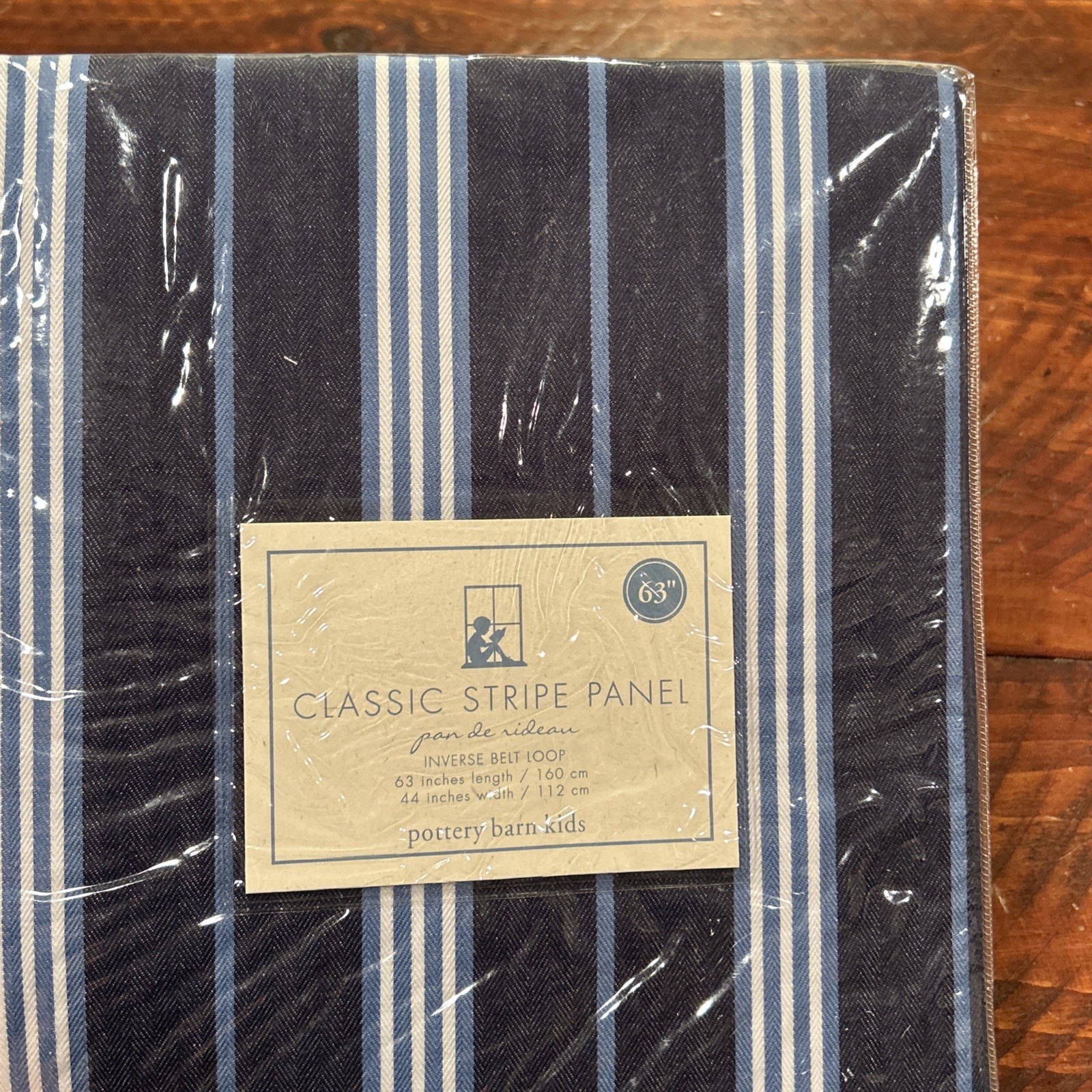 Pottery Barn Kids Classic Stripe Blue Panel Inverse Belt Loop 63″ Length/44″Wide