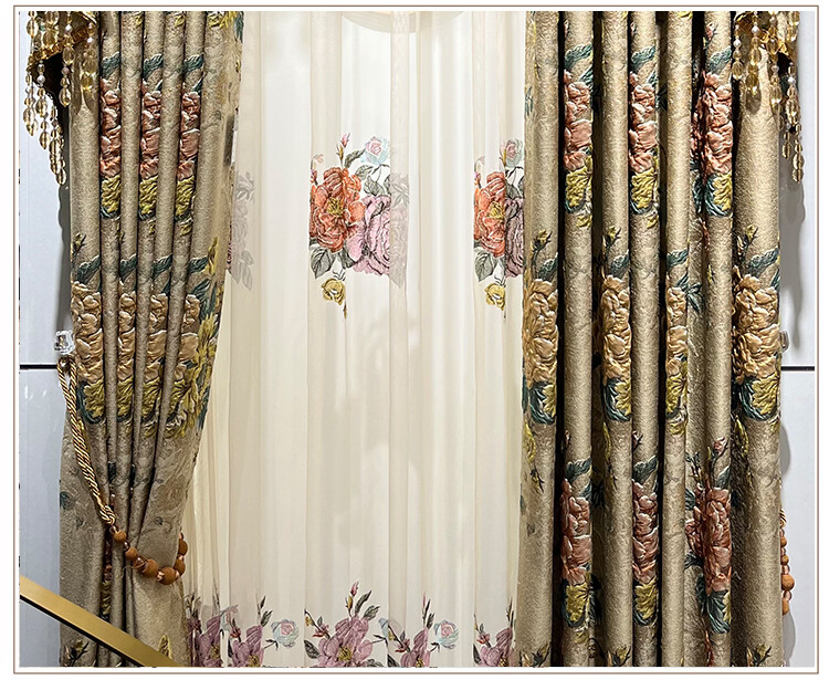 high-grade European jacquard chenille relief thick valance curtain tulle M1560