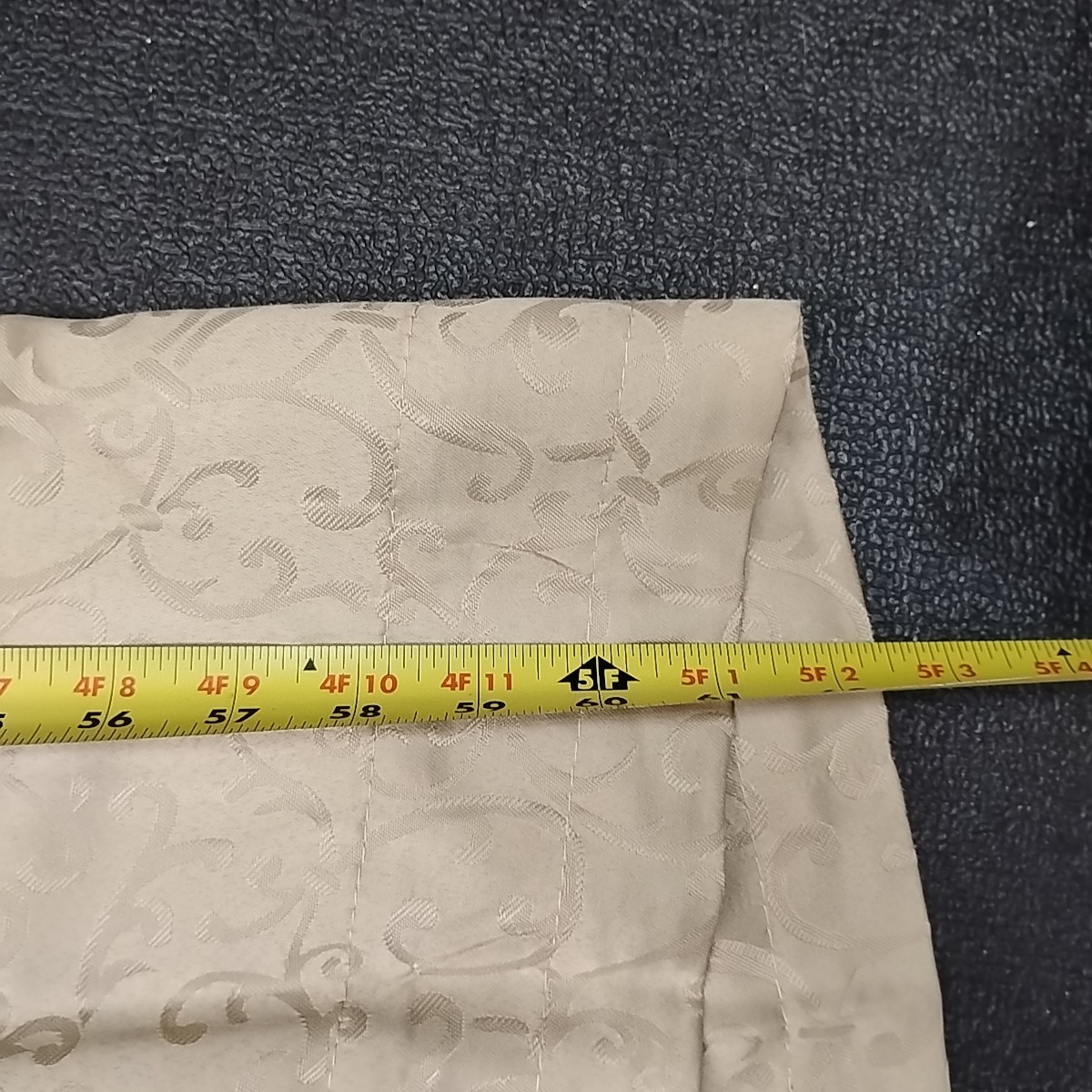 34″ x 60″ Scroll Pattern Taupe Satiny Rod Pocket Pull Up Shade Curtain Panel