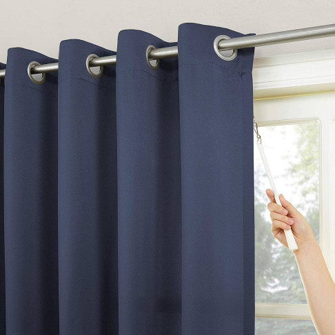 Sun Zero Barrow Grommet Sliding Patio Door Curtain Panel 100″ W x 84″ L Navy