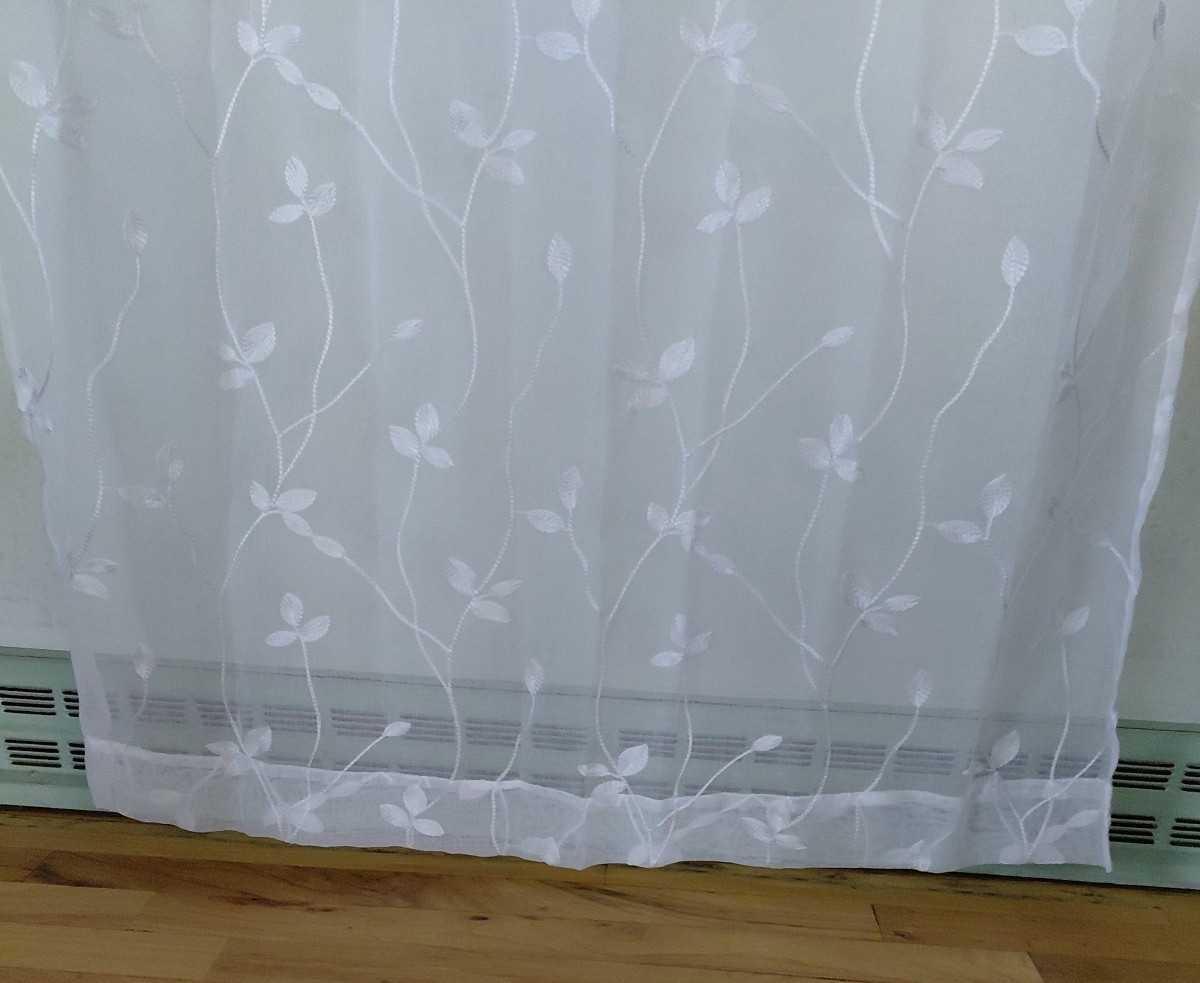2 Sheer At Home Panels White Embroidered Vine Grommets 16