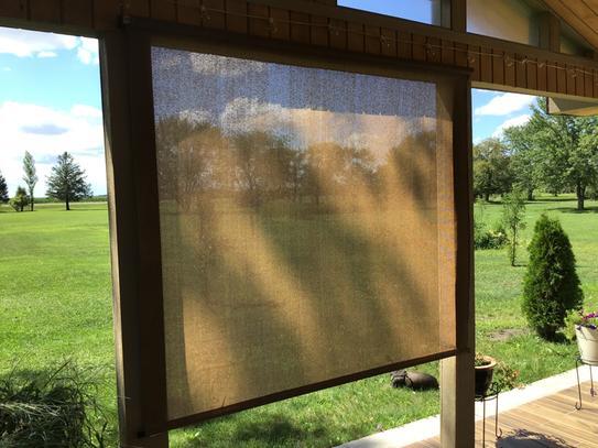 Outdoor Patio Porch Deck Roller Blind Sun Shade Roll Up Brown 96″ W x 72″ L NEW