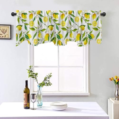 Nature Window Exotic Lemon Tree Branches Treatment Valance Watercolor Yellow