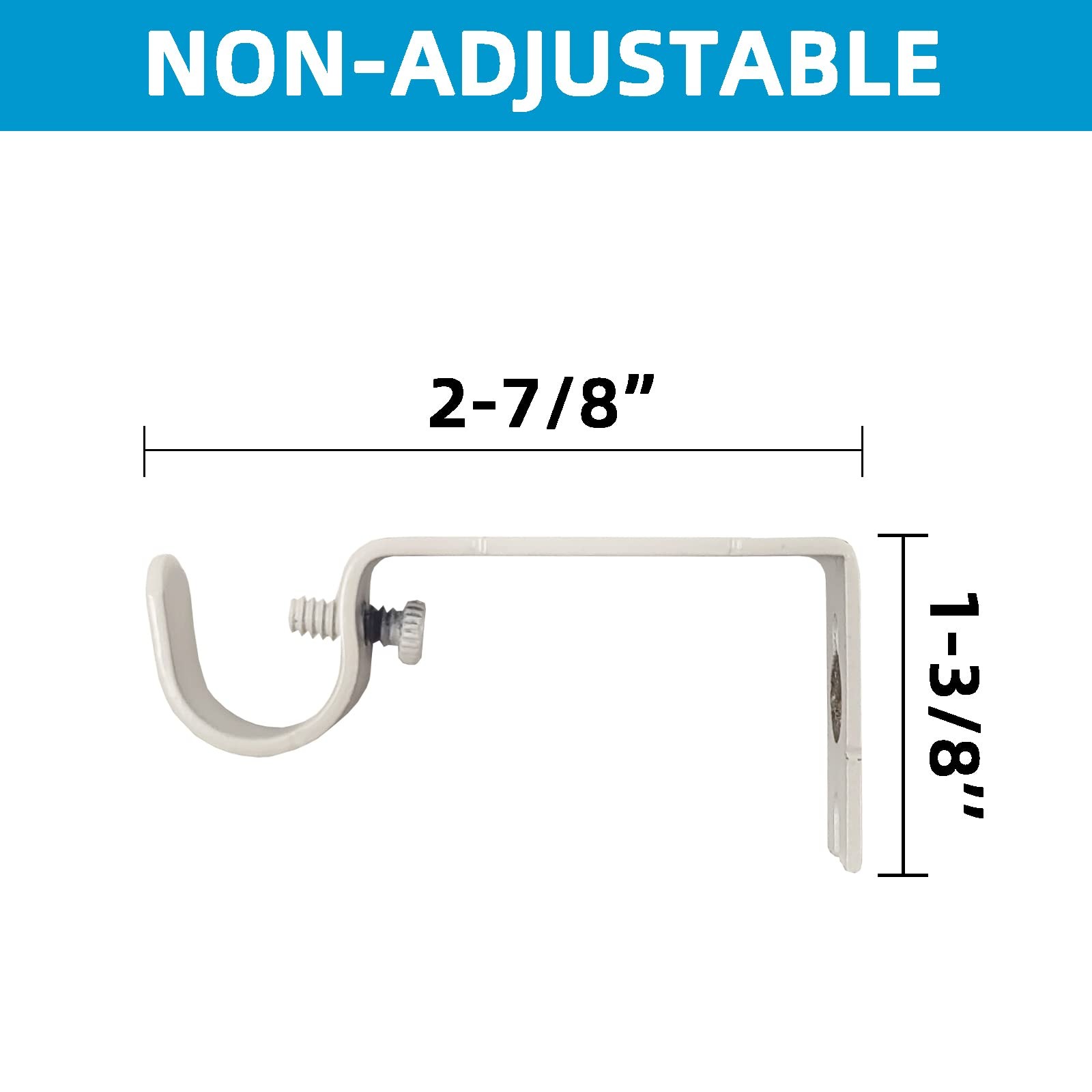 2 PCS Curtain Bracket Holders Fixed Mount Fits 1/2 5/8 Inch Rods White