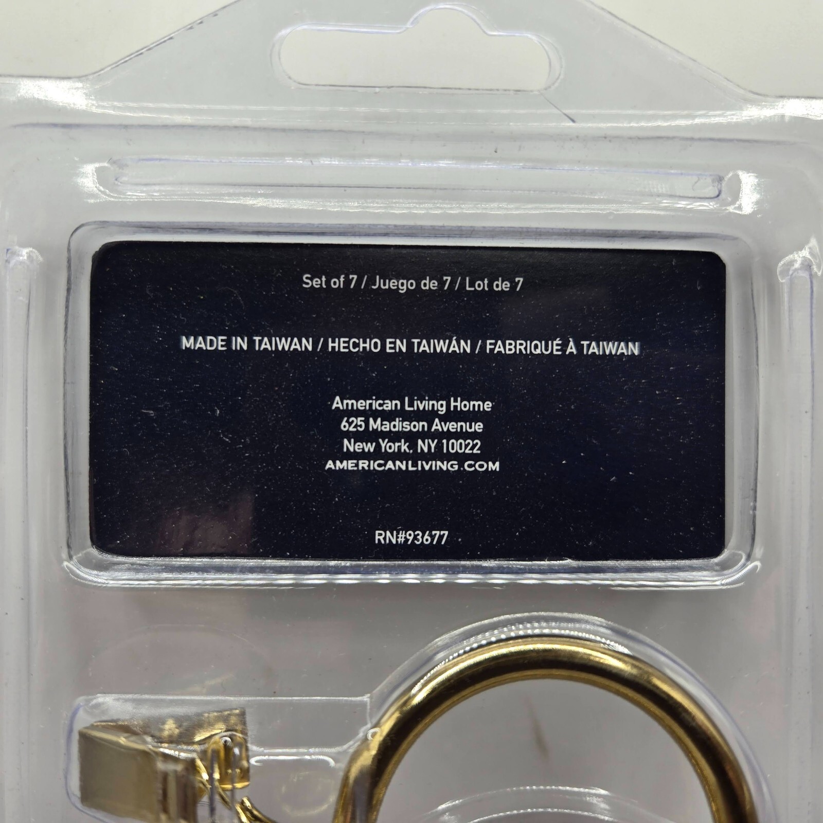 American Living Combo Rings with Clips – Brass Metal 7 Pk Curtains Home NEW