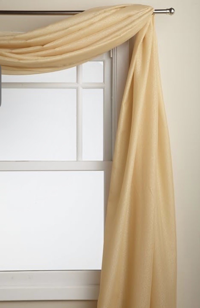 Reverie Window Scarf Treatment Top accessory 216″ Tops Gold Lorraine 6444 NEW