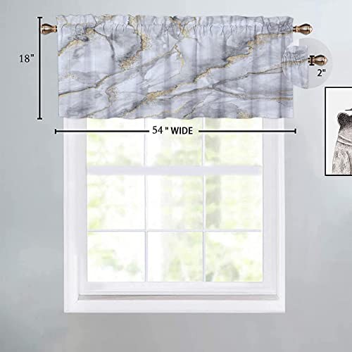 Curtain Valance for Kitchen Windows 54″W x 18″L (Pack of 1) Marble White-3