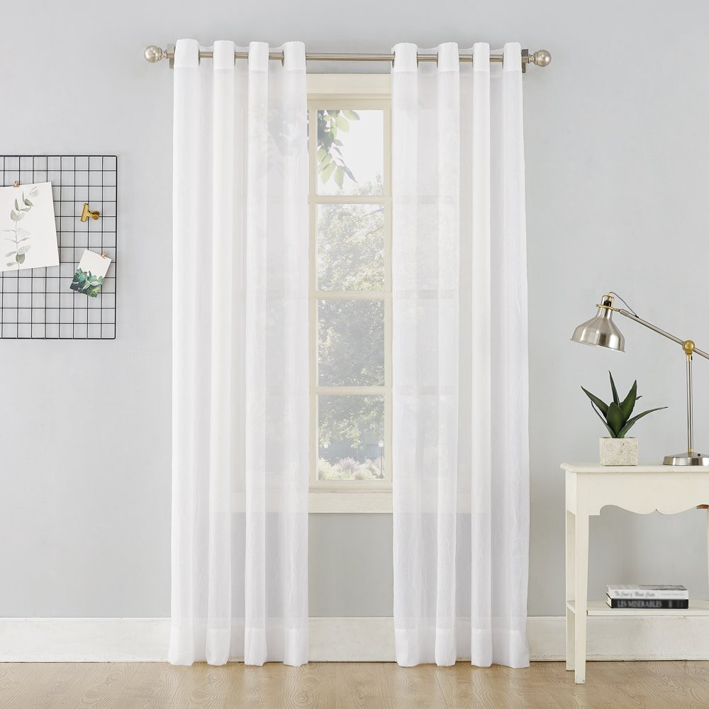 Erica Crushed Sheer Voile Grommet Curtain Panel Light Control Home Decor 51″X95″